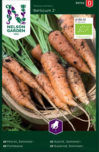 Porkkana, Kesä-, Berlicum 2, Organic - Vihannesten ja yrttien siemenet - 7312600907430 - 0