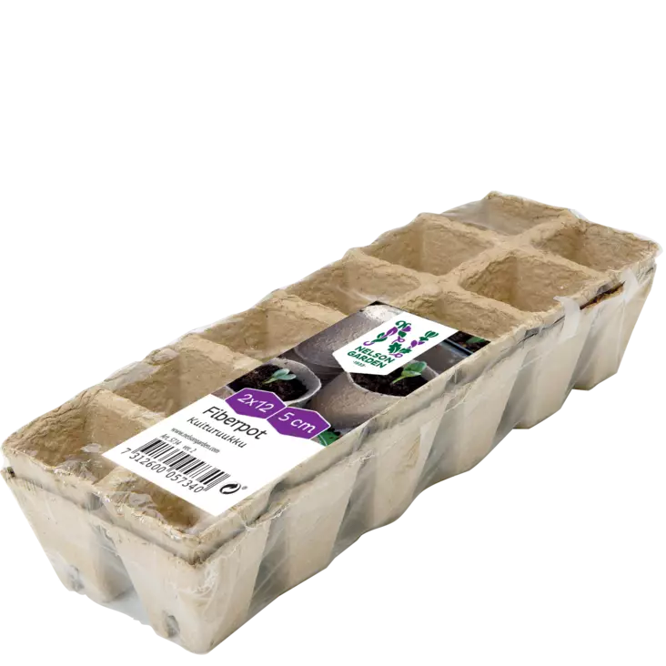 Kuituruukku 5x5 cm 2x12 kpl/pkt - Taimien kasvatusruukut - 7312600057340 - 1