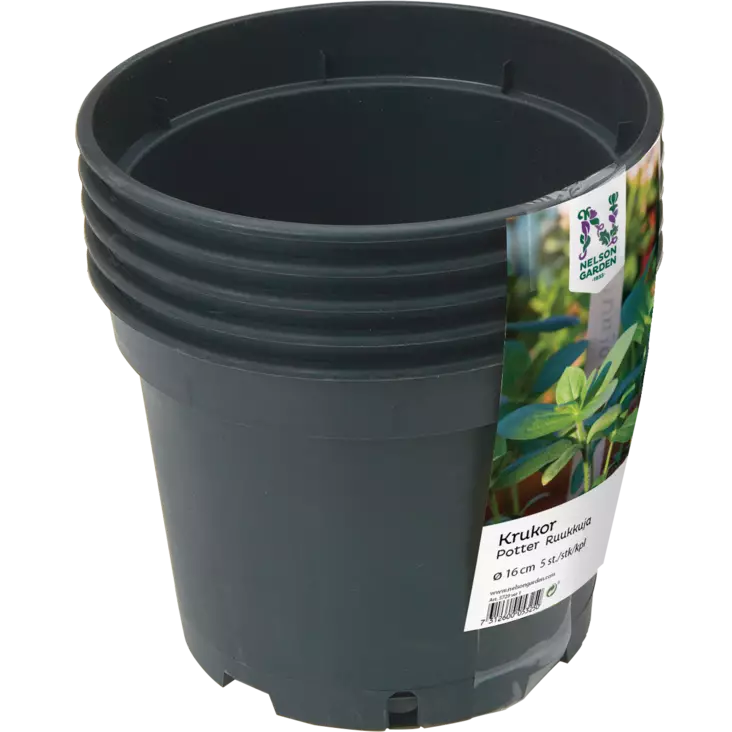Muoviruukku Round ø17 cm 5 kpl/pkt - Taimien kasvatusruukut - 7312600053250 - 1