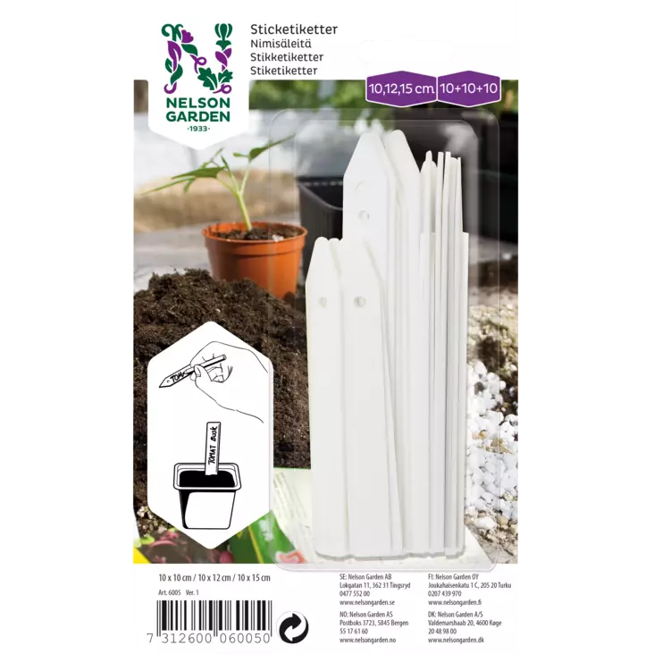 Nimikyltti muovi valkoinen 3x10 kpl/pkt - Muut puutarhatarvikkeet - 7312600060050 - 1