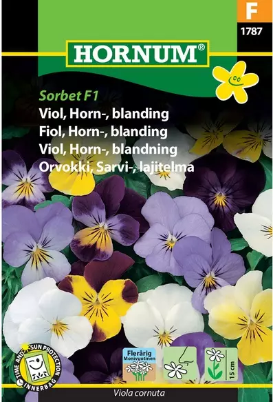 Orvokki, Sarvi-, lajitelma, Sorbet F1 - Kukkien ja koristeheinien siemenet - 5708787017871 - 1