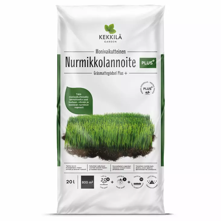 Kekkilä Nurmikkolannoite Plus+ 20 l - Puutarhalannoitteet ja kalkit - 6433000623612 - 2