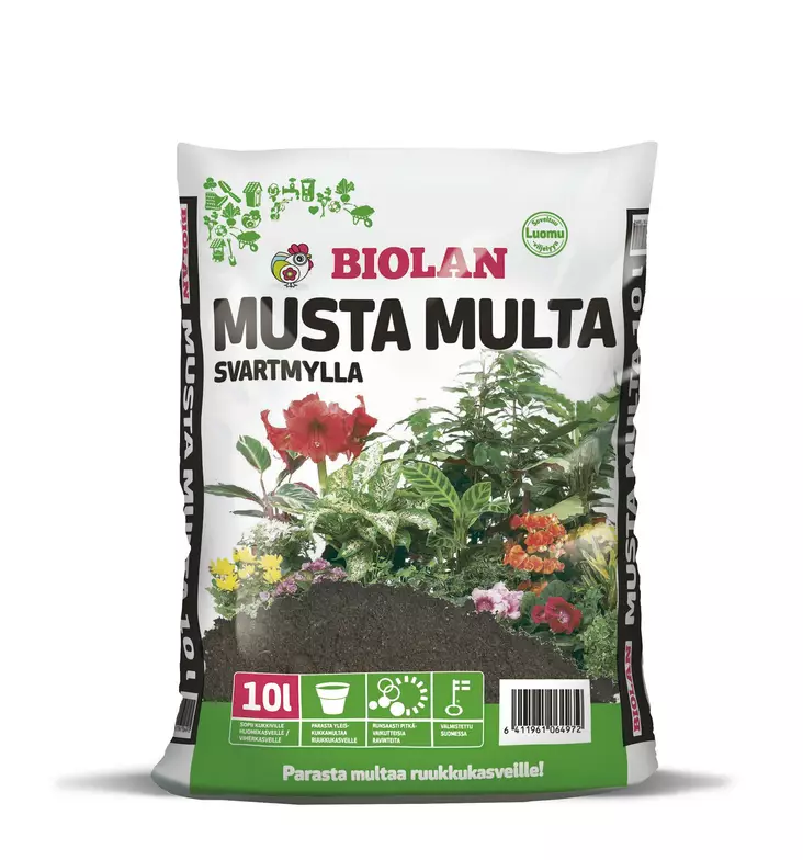 Musta Multa 10 l Biolan - Puutarha- ja kukkamullat - 6411961064972 - 1