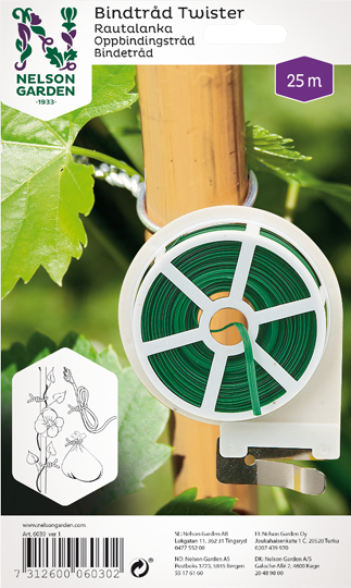 Rautalanka Twister, muovitettu, 25 m vih - Kasvien kiinnitys ja tuenta - 7312600060302 - 2
