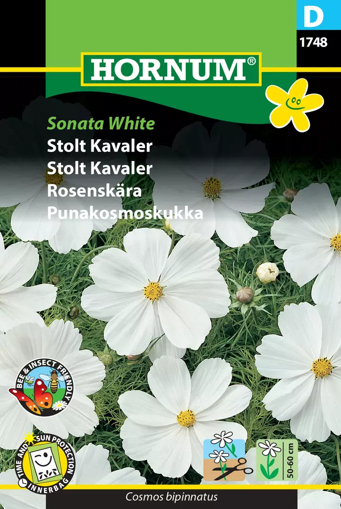 Punakosmoskukka Sonata White - Kukkien ja koristeheinien siemenet - 5708787017482 - 0