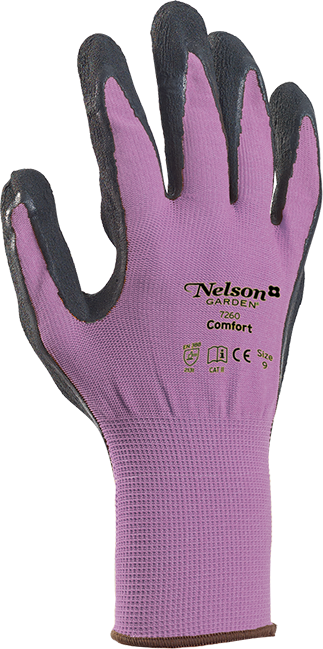 Hanskat Comfort, koko 6, lila/musta - Puutarhahanskat - 7312600072633 - 1