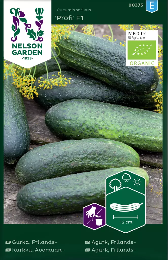 Kurkku, Avomaan-, Profi F1, Organic - Vihannesten ja yrttien siemenet - 7312600903753 - 0