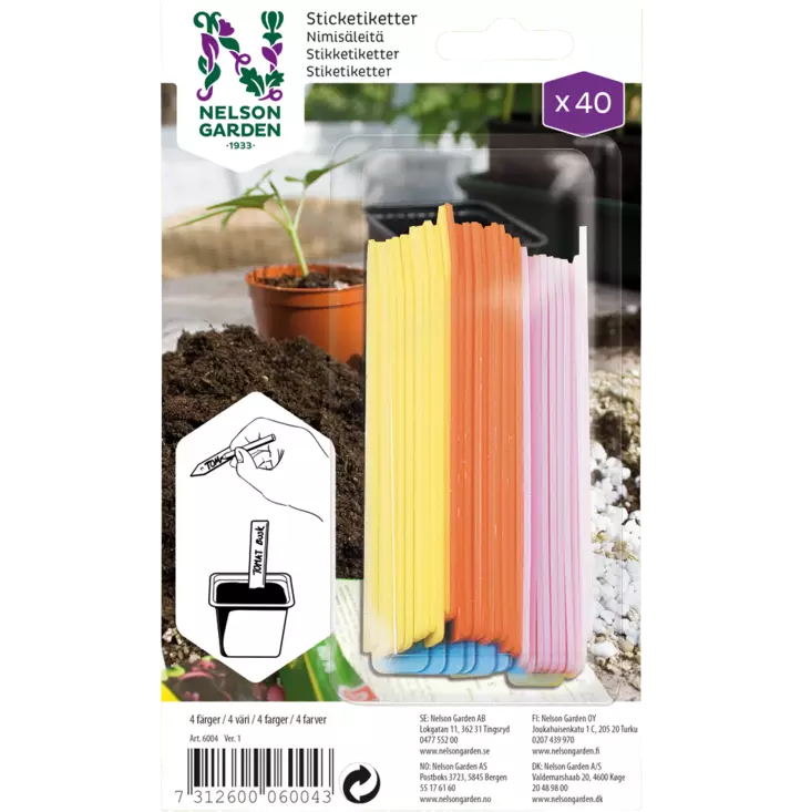 Nimikyltti muovi 4 väriä 4x10 kpl/pkt - Muut puutarhatarvikkeet - 7312600060043 - 1