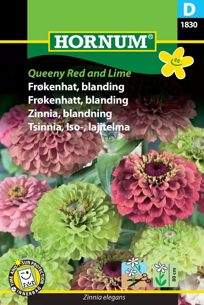 Tsinnia, Iso-, lajitelma Queeny Red and - Kukkien ja koristeheinien siemenet - 5708787018304 - 0