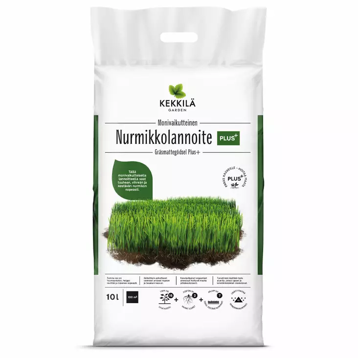Kekkilä Nurmikkolannoite Plus+ 10 l - Puutarhalannoitteet ja kalkit - 6433000623605 - 1