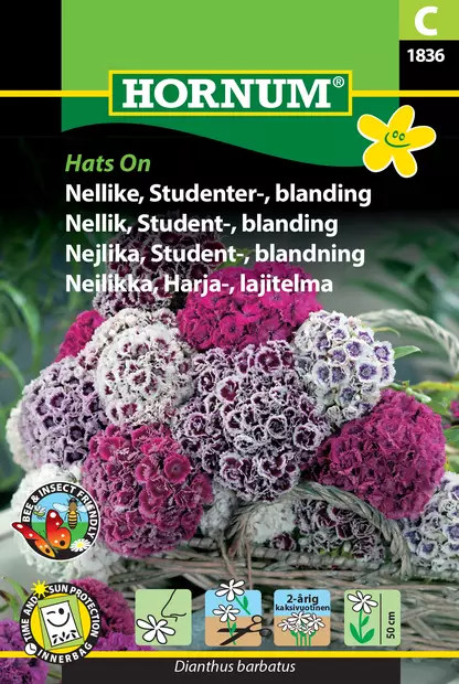 Neilikka, Harja-, lajitelma Hats On - Kukkien ja koristeheinien siemenet - 5708787018366 - 0