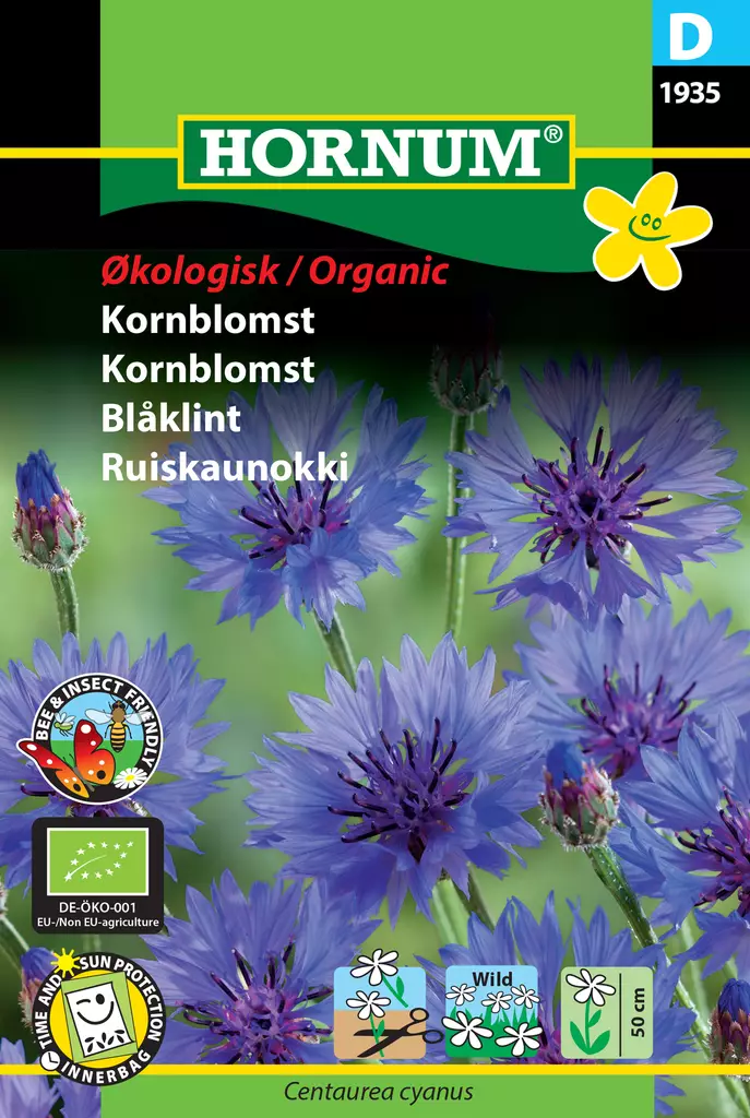 Ruiskaunokki Luomu, Single Blue - Kukkien ja koristeheinien siemenet - 5708787019356 - 0