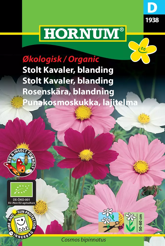 Punakosmoskukka, lajitelma Luomu, Cosmea - Kukkien ja koristeheinien siemenet - 5708787019387 - 0