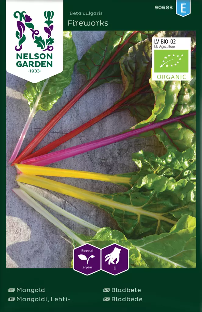 Mangoldi, Lehti-,Fireworks, Organic - Kukkien ja koristeheinien siemenet - 7312600906839 - 0